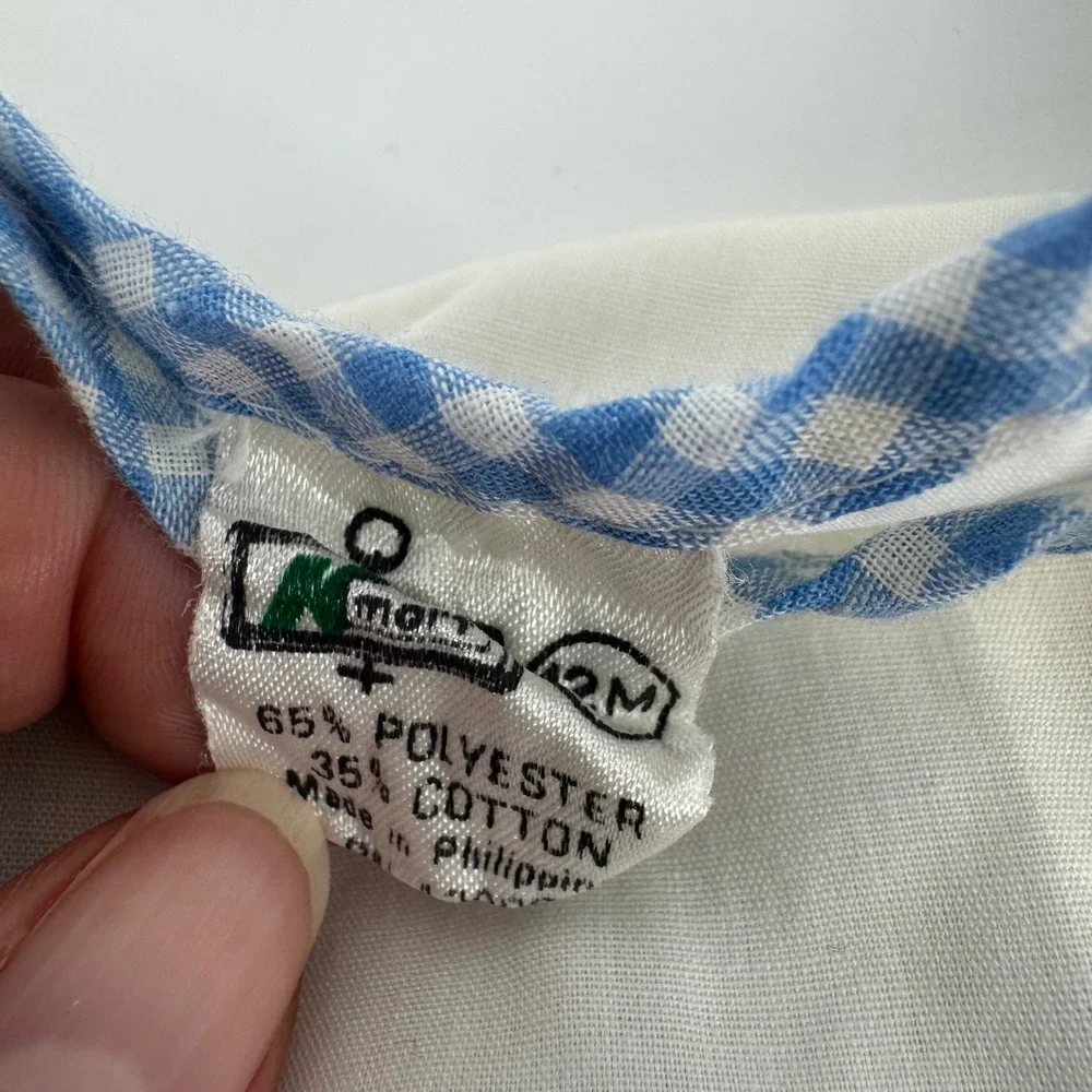 Vintage Kmart Baby‎ Girls 12M Blue Gingham Floral Pinafore Top Bloomers Set 2PC